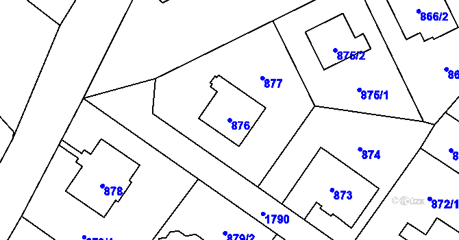 Parcela st. 876 v KÚ Kobylisy, Katastrální mapa