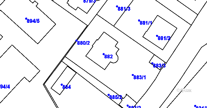 Parcela st. 882 v KÚ Kobylisy, Katastrální mapa