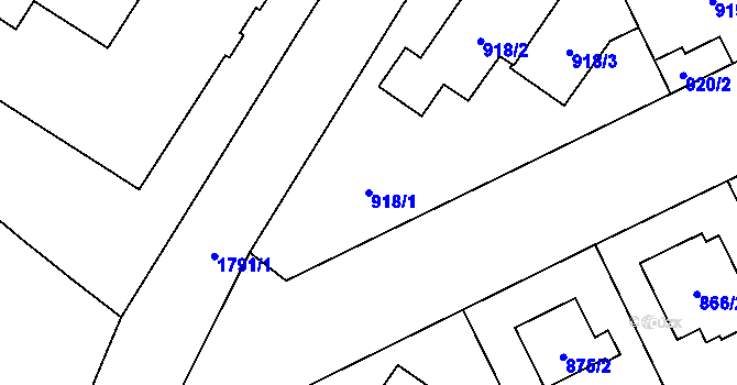 Parcela st. 918/1 v KÚ Kobylisy, Katastrální mapa