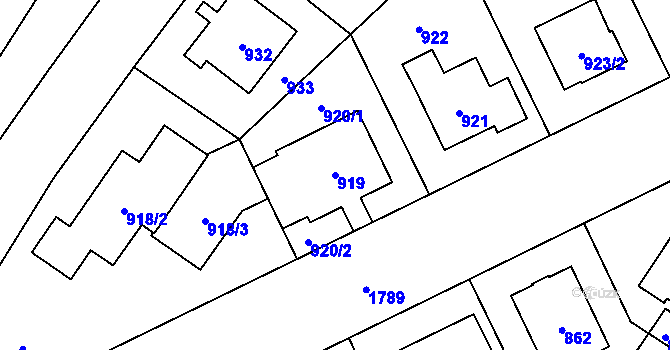 Parcela st. 919 v KÚ Kobylisy, Katastrální mapa