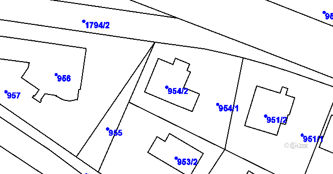 Parcela st. 954/2 v KÚ Kobylisy, Katastrální mapa