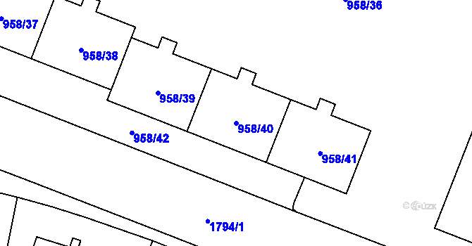 Parcela st. 958/40 v KÚ Kobylisy, Katastrální mapa