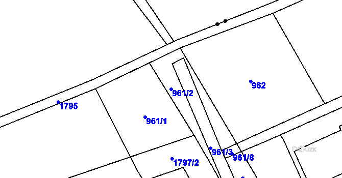 Parcela st. 961/2 v KÚ Kobylisy, Katastrální mapa