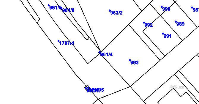 Parcela st. 961/4 v KÚ Kobylisy, Katastrální mapa