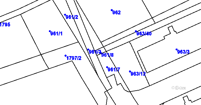 Parcela st. 961/8 v KÚ Kobylisy, Katastrální mapa