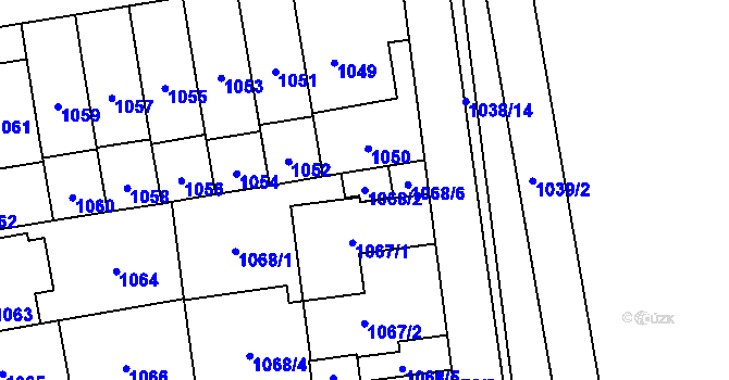 Parcela st. 1068/2 v KÚ Kobylisy, Katastrální mapa