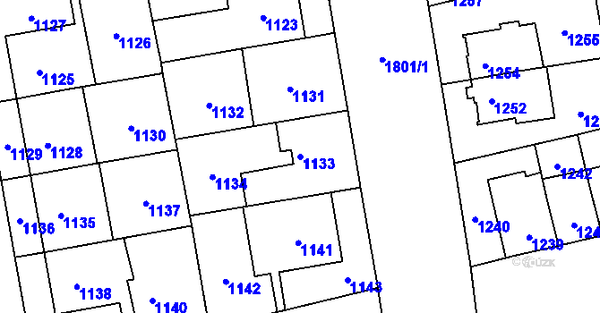 Parcela st. 1133 v KÚ Kobylisy, Katastrální mapa