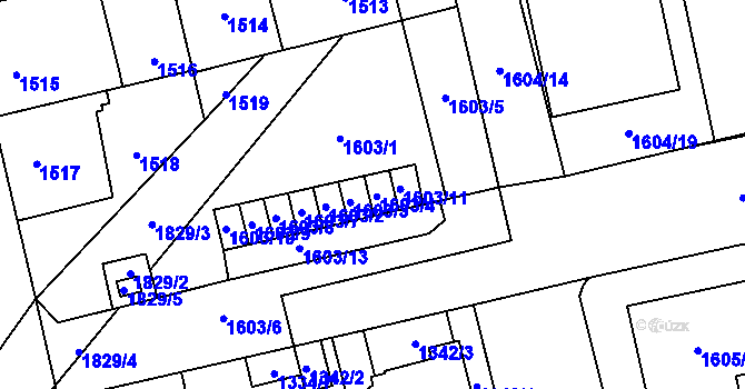 Parcela st. 1603/4 v KÚ Kobylisy, Katastrální mapa