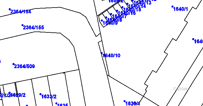 Parcela st. 1640/10 v KÚ Kobylisy, Katastrální mapa
