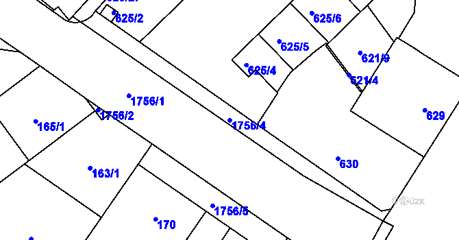 Parcela st. 1756/4 v KÚ Kobylisy, Katastrální mapa