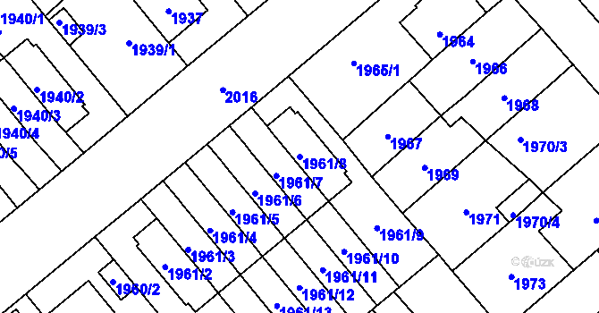Parcela st. 1961/8 v KÚ Kobylisy, Katastrální mapa