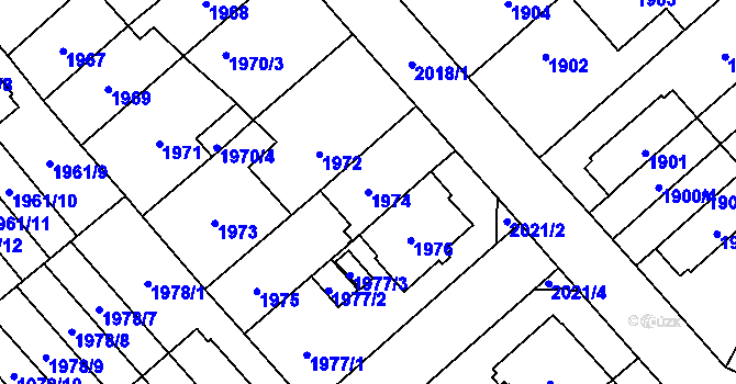 Parcela st. 1974 v KÚ Kobylisy, Katastrální mapa