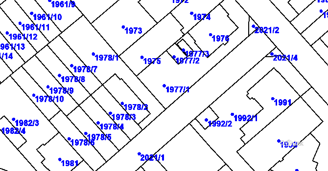 Parcela st. 1977/1 v KÚ Kobylisy, Katastrální mapa
