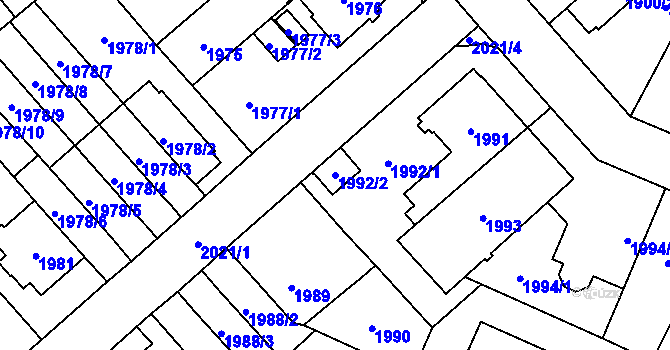 Parcela st. 1992/2 v KÚ Kobylisy, Katastrální mapa