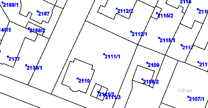 Parcela st. 2111/1 v KÚ Kobylisy, Katastrální mapa