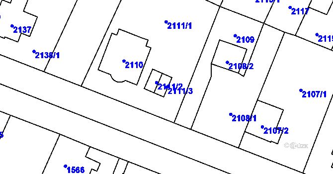Parcela st. 2111/3 v KÚ Kobylisy, Katastrální mapa