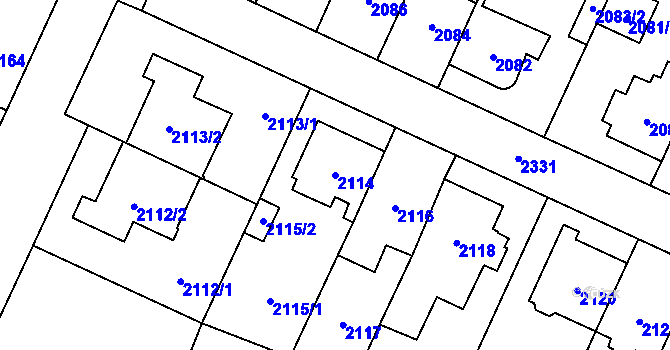 Parcela st. 2114 v KÚ Kobylisy, Katastrální mapa