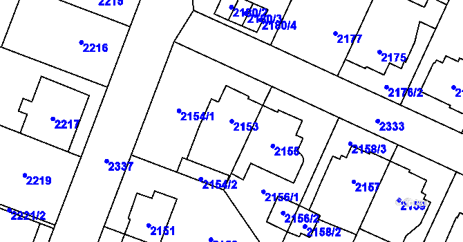 Parcela st. 2153 v KÚ Kobylisy, Katastrální mapa