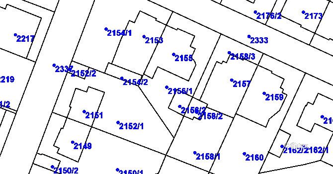 Parcela st. 2156/1 v KÚ Kobylisy, Katastrální mapa