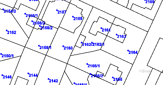 Parcela st. 2162/2 v KÚ Kobylisy, Katastrální mapa