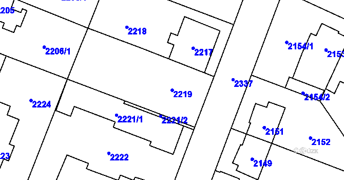 Parcela st. 2219 v KÚ Kobylisy, Katastrální mapa