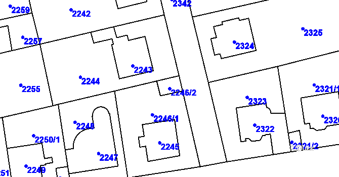 Parcela st. 2246/2 v KÚ Kobylisy, Katastrální mapa