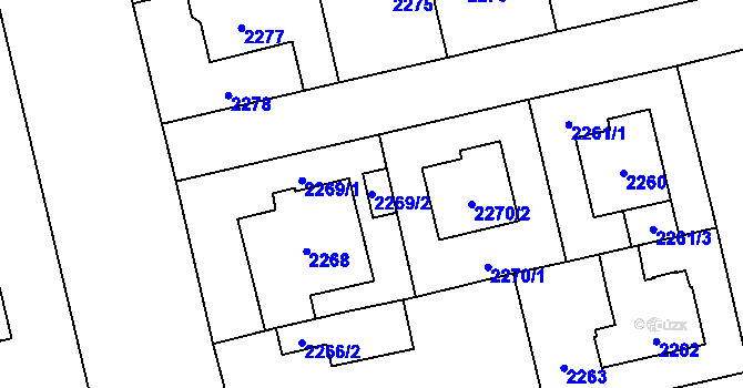 Parcela st. 2269/2 v KÚ Kobylisy, Katastrální mapa