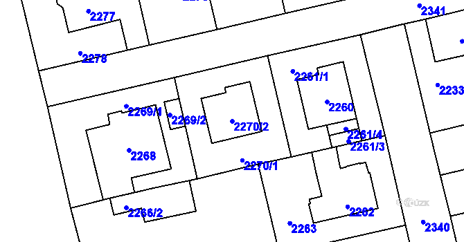 Parcela st. 2270/2 v KÚ Kobylisy, Katastrální mapa