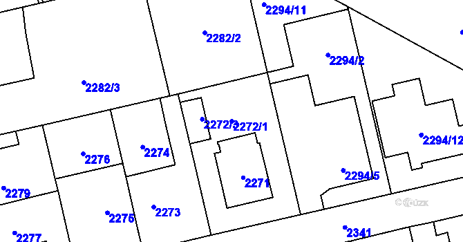 Parcela st. 2272/1 v KÚ Kobylisy, Katastrální mapa
