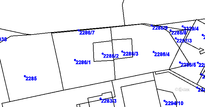 Parcela st. 2286/2 v KÚ Kobylisy, Katastrální mapa