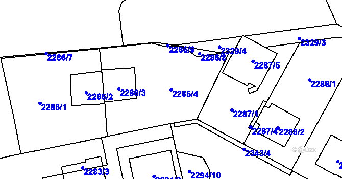 Parcela st. 2286/4 v KÚ Kobylisy, Katastrální mapa