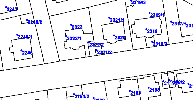 Parcela st. 2321/2 v KÚ Kobylisy, Katastrální mapa