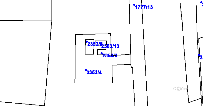 Parcela st. 2353/3 v KÚ Kobylisy, Katastrální mapa