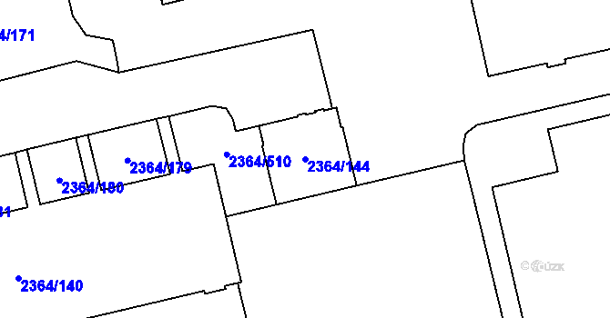 Parcela st. 2364/144 v KÚ Kobylisy, Katastrální mapa
