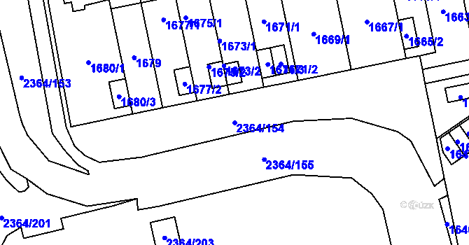 Parcela st. 2364/154 v KÚ Kobylisy, Katastrální mapa