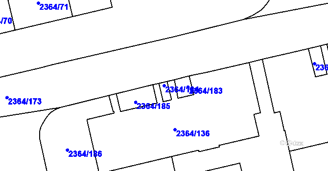 Parcela st. 2364/184 v KÚ Kobylisy, Katastrální mapa