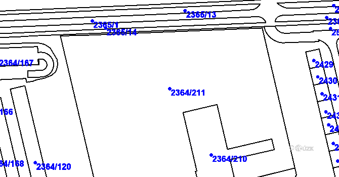 Parcela st. 2364/211 v KÚ Kobylisy, Katastrální mapa