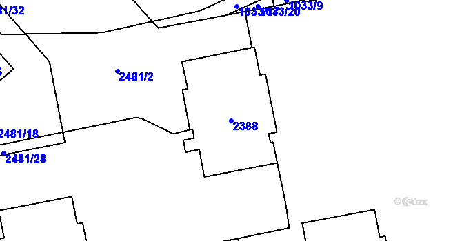 Parcela st. 2388 v KÚ Kobylisy, Katastrální mapa