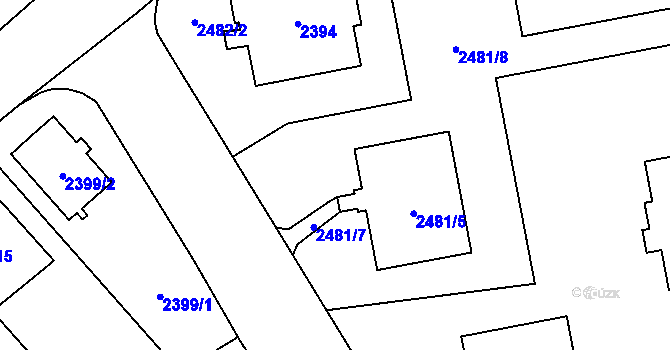Parcela st. 2481/6 v KÚ Kobylisy, Katastrální mapa