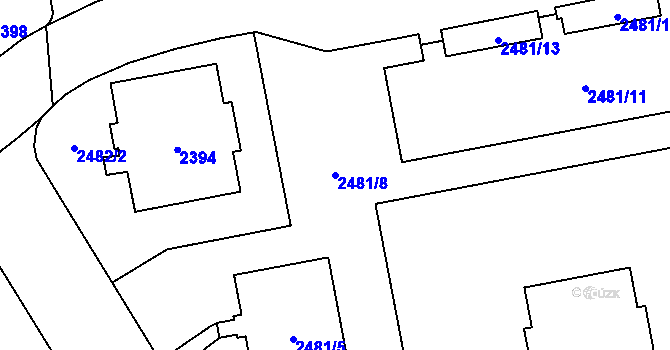 Parcela st. 2481/8 v KÚ Kobylisy, Katastrální mapa