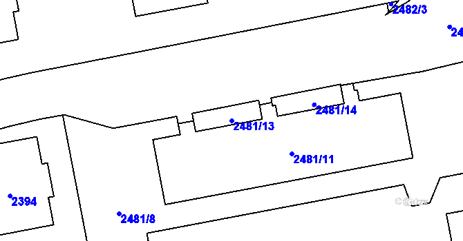 Parcela st. 2481/13 v KÚ Kobylisy, Katastrální mapa