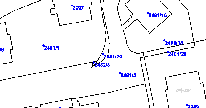 Parcela st. 2481/20 v KÚ Kobylisy, Katastrální mapa