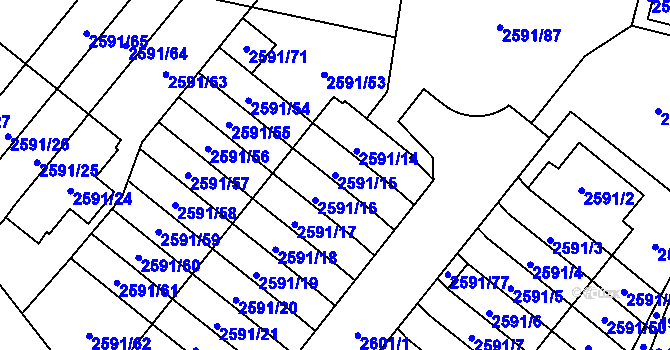 Parcela st. 2591/15 v KÚ Kobylisy, Katastrální mapa