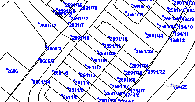 Parcela st. 2591/29 v KÚ Kobylisy, Katastrální mapa