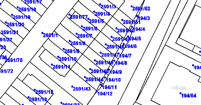 Parcela st. 2591/47 v KÚ Kobylisy, Katastrální mapa