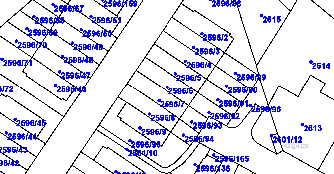 Parcela st. 2596/6 v KÚ Kobylisy, Katastrální mapa