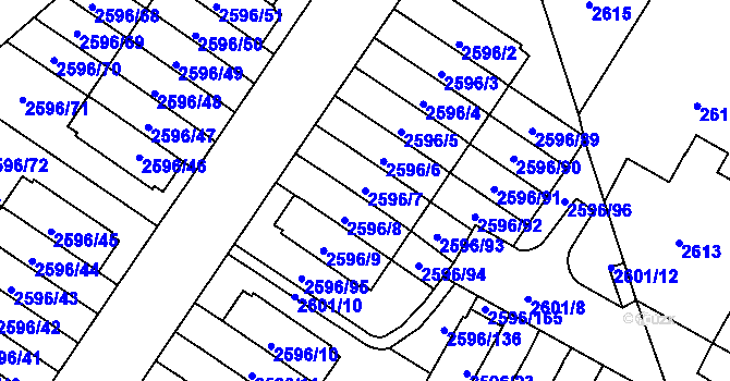 Parcela st. 2596/7 v KÚ Kobylisy, Katastrální mapa