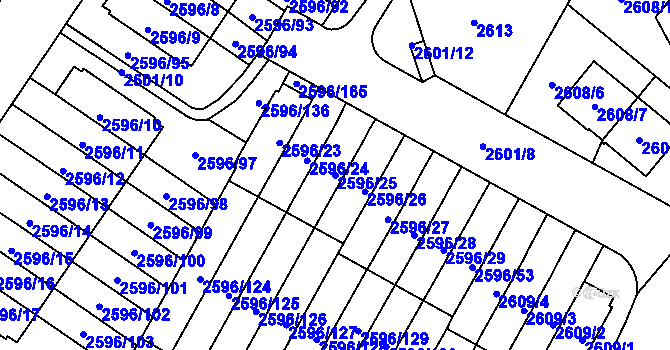 Parcela st. 2596/25 v KÚ Kobylisy, Katastrální mapa
