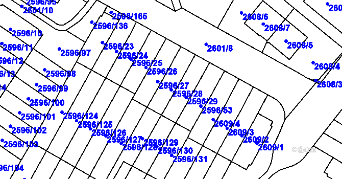 Parcela st. 2596/28 v KÚ Kobylisy, Katastrální mapa