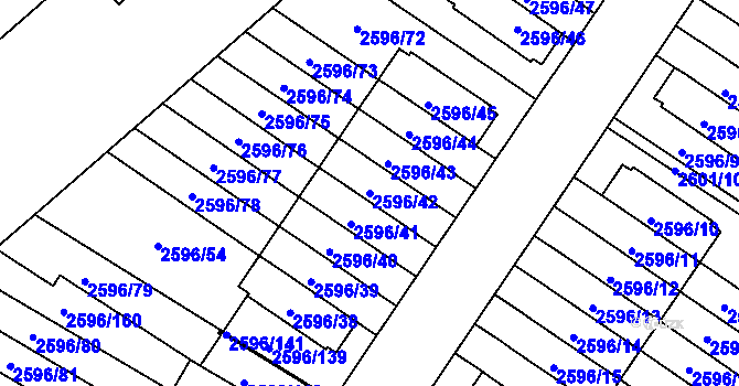 Parcela st. 2596/42 v KÚ Kobylisy, Katastrální mapa